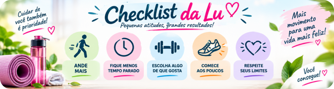 Checklist com ideias simples para incluir mais movimento no dia a dia