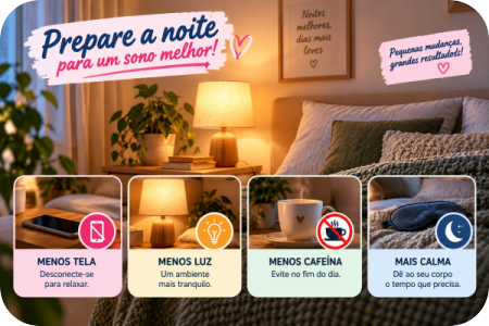 Prepare a noite reduzindo telas, luz e outros estímulos antes de dormir