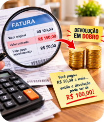 Exemplo de valor pago indevidamente e possível devolução em dobro