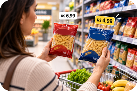Ilustração sobre planejamento das compras no supermercado