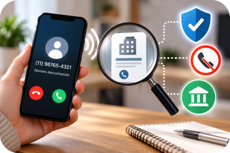 Ilustração representando a verificação da identidade de uma chamada telefônica