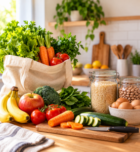 Alimentos variados para uma alimentação saudável e acessível