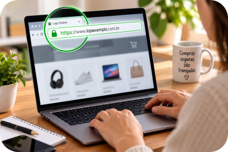 Exemplo visual de cuidados ao conferir o endereço de um site